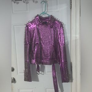 Metallic purple faux leather jacket